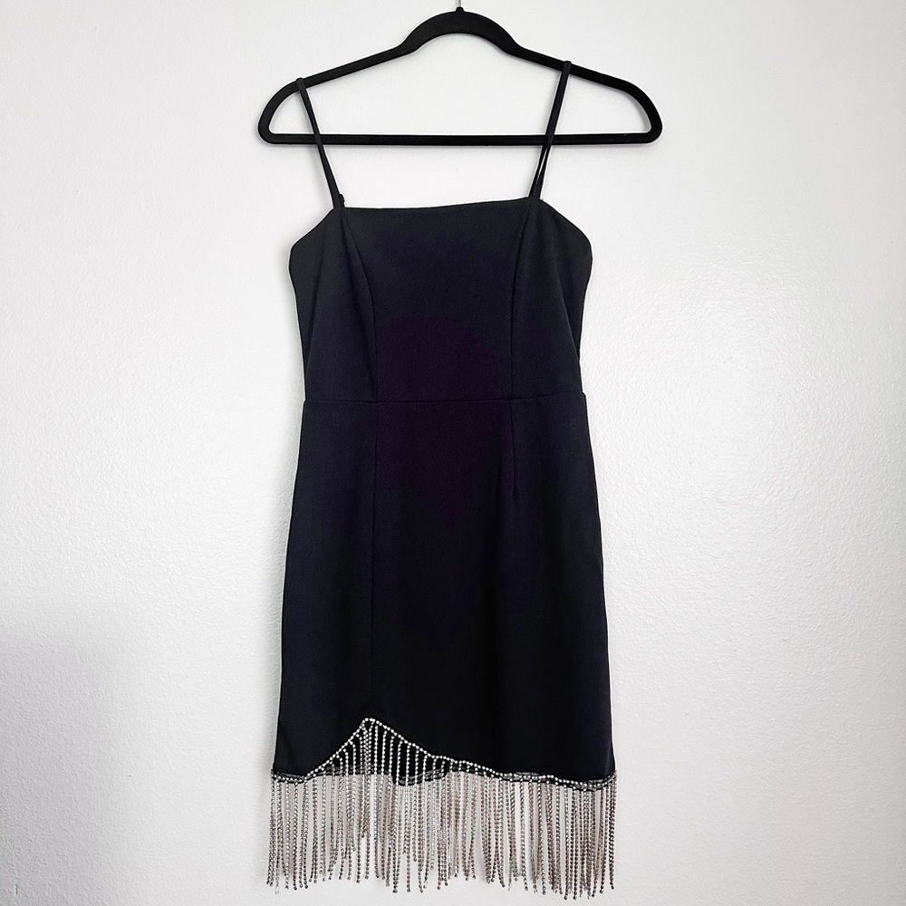 NWT Black Fringe Mini Dress